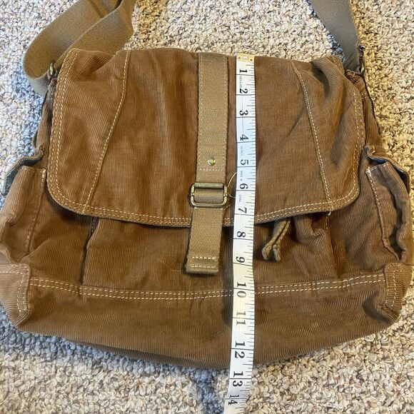 Fossil Brown Corduroy Crossbody Messenger Handbag Adjustable Strap Y2K Purse - Picture 15 of 15